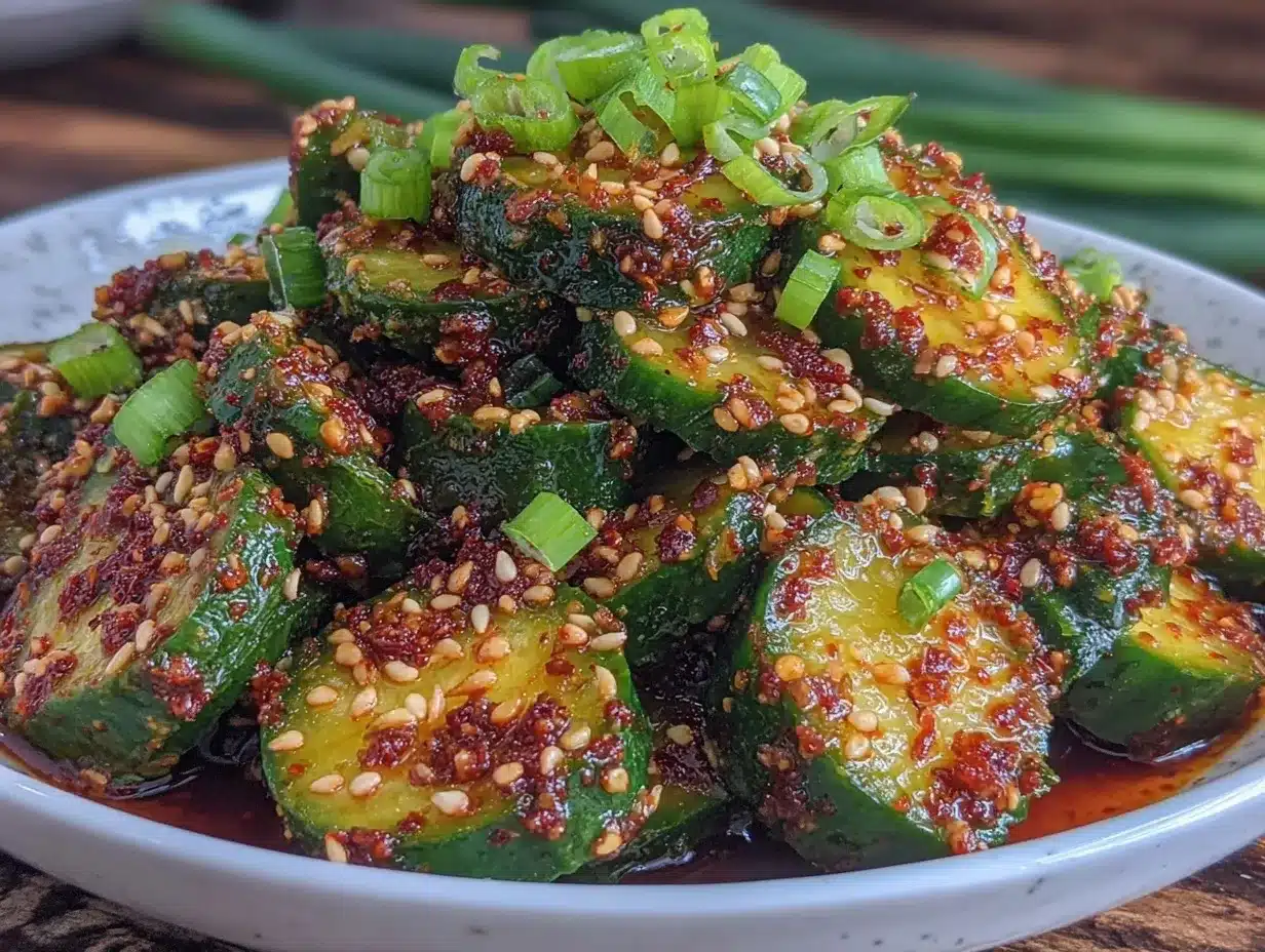 Korean-style cucumber salad preparation steps