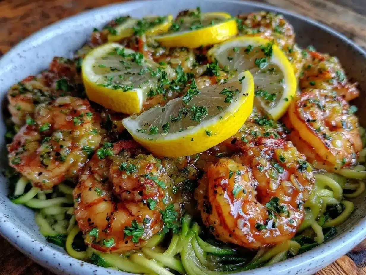 lemon garlic shrimp zoodle bowl preparation steps