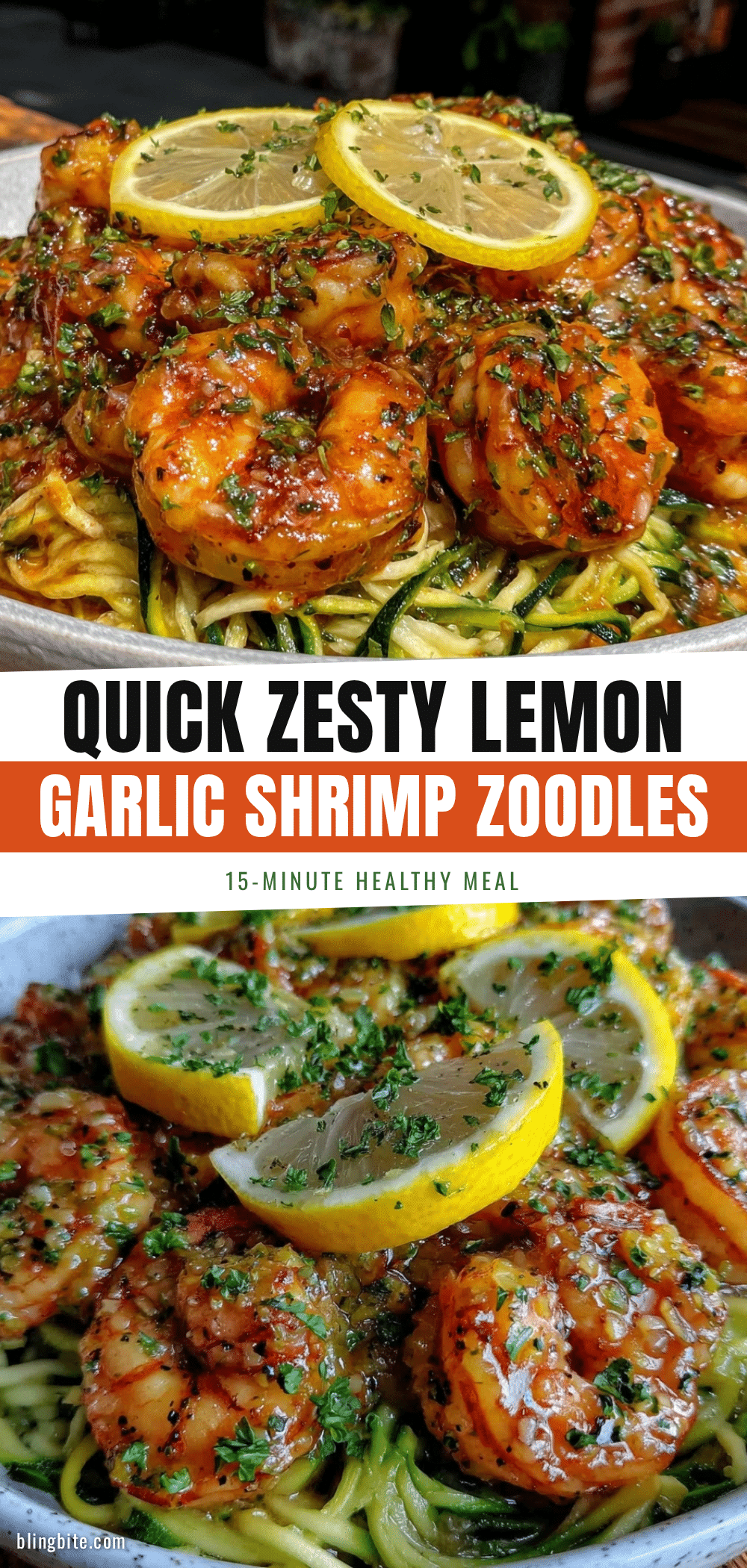 lemon garlic shrimp zoodle bowl recipe