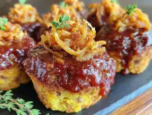 mini brown sugar glazed meatloaf muffins - featured image