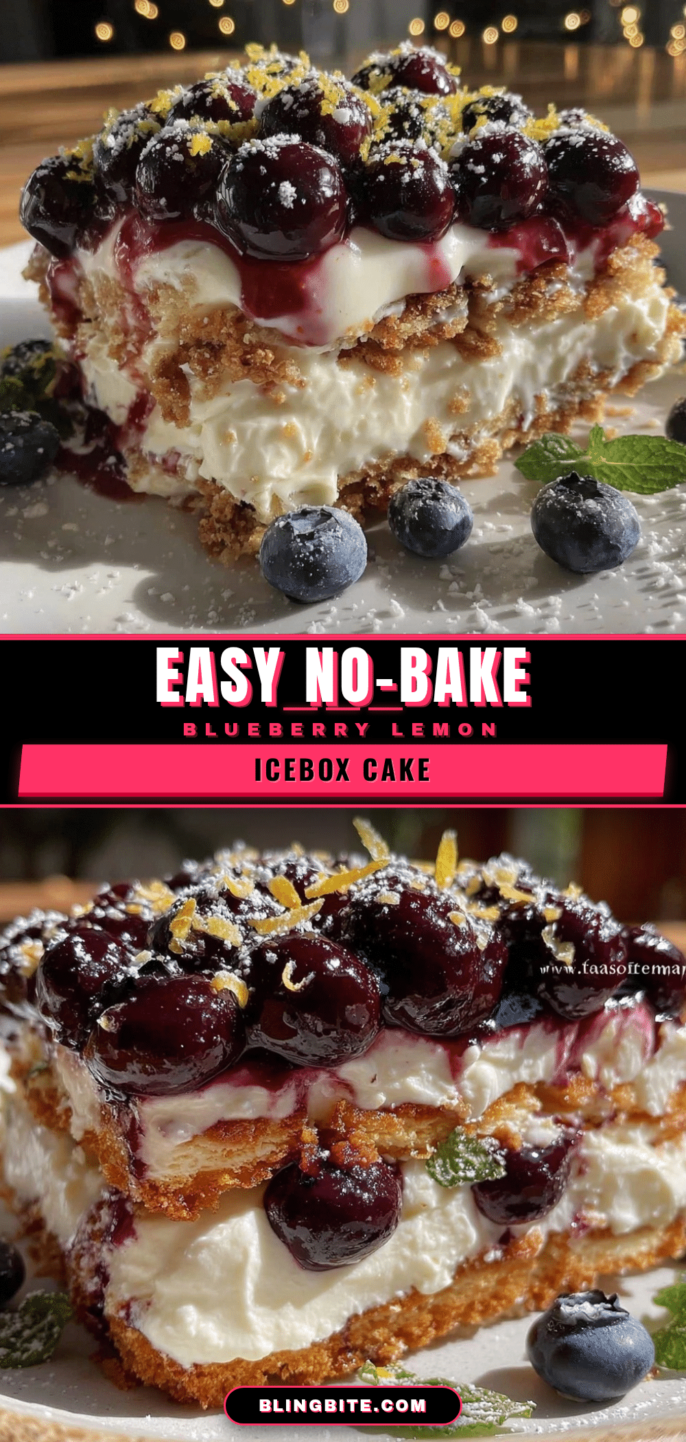 no bake blueberry lemon icebox cake recipe
