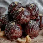 no bake dark chocolate peanut butter protein balls - featured image