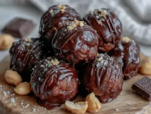 no bake dark chocolate peanut butter protein balls - featured image