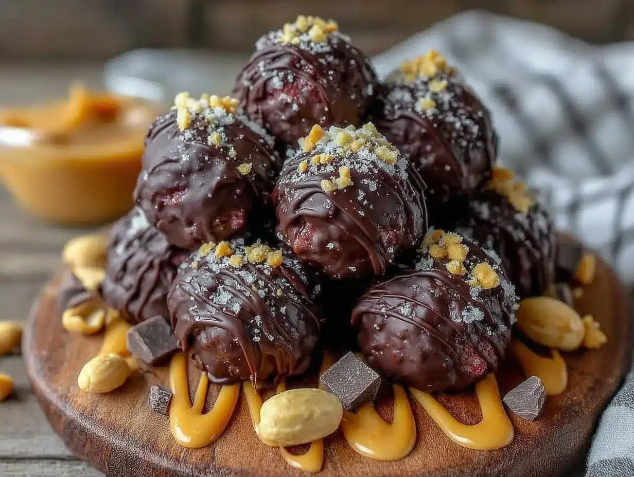 no bake dark chocolate peanut butter protein balls preparation steps