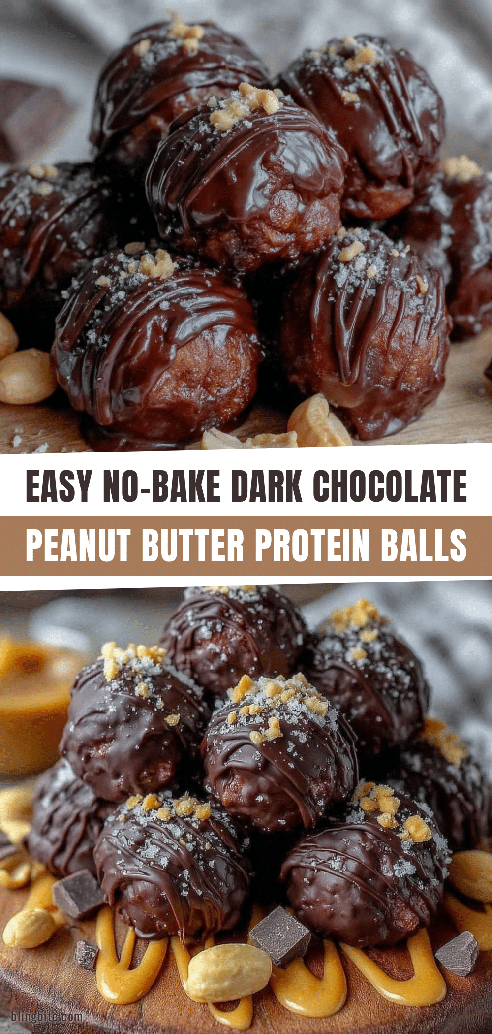 no bake dark chocolate peanut butter protein balls recipe