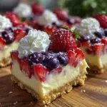 no-bake flag berry cheesecake bars - featured image