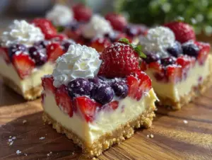 no-bake flag berry cheesecake bars - featured image