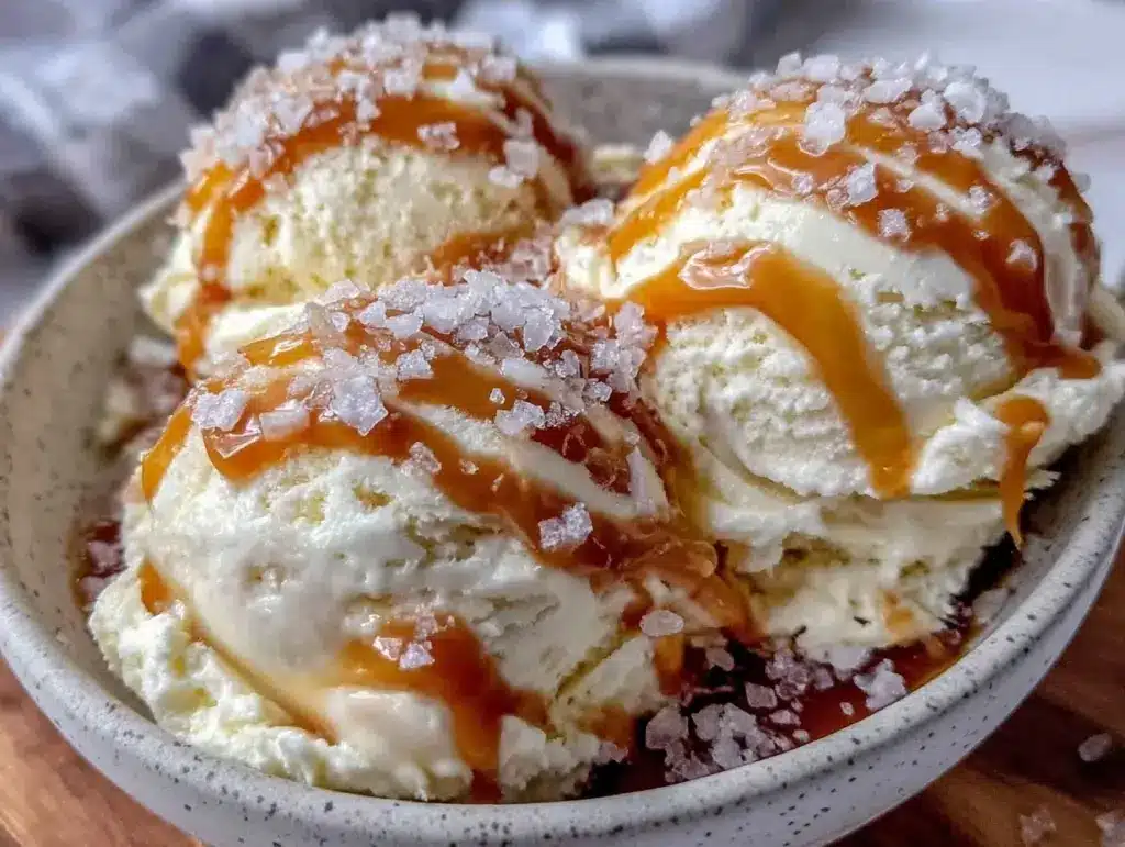 no-churn salted caramel ice cream - featured image