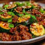 one-skillet ground beef and zucchini stir fry - featured image