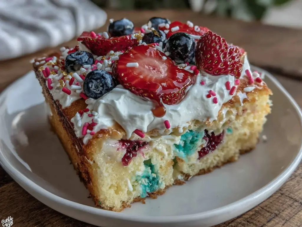 patriotic funfetti poke cake - featured image