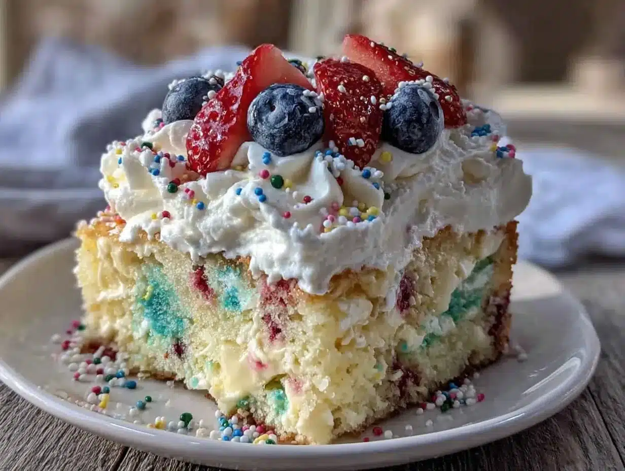 patriotic funfetti poke cake preparation steps