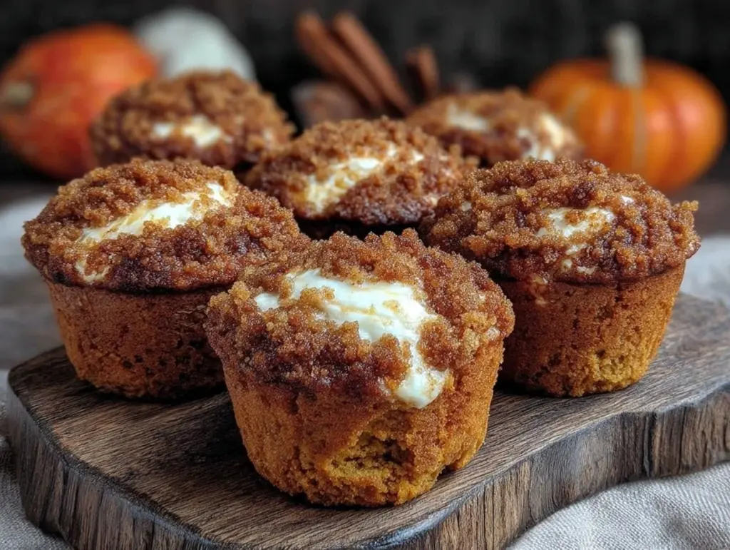 pumpkin cream cheese swirl muffins - featured image