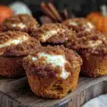 pumpkin cream cheese swirl muffins - featured image