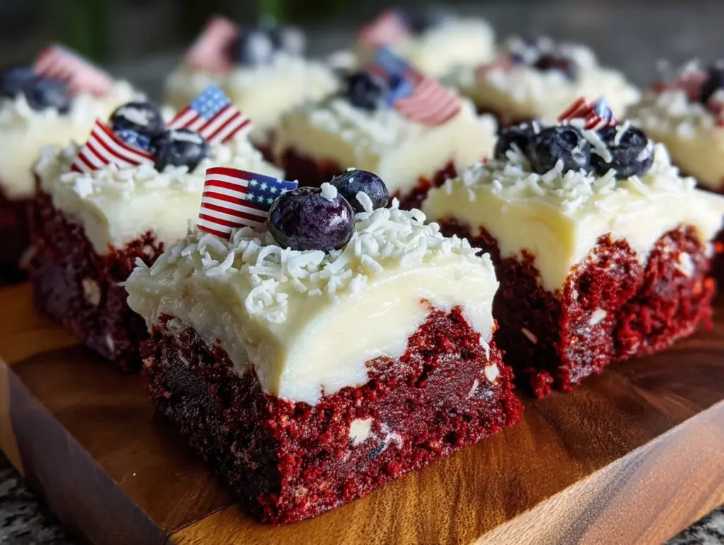 red velvet brownie flag bars - featured image