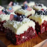 red velvet brownie flag bars - featured image