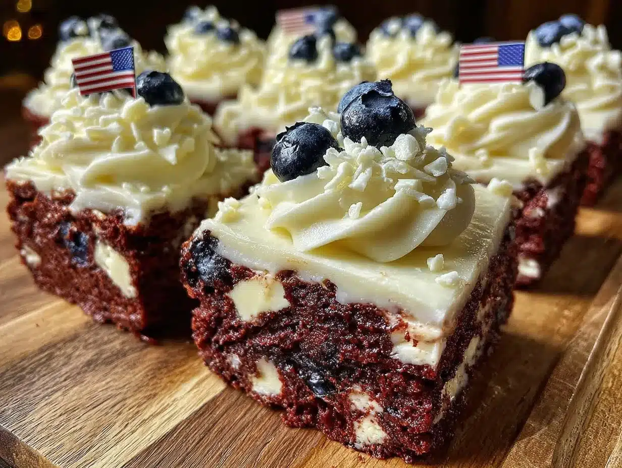 red velvet brownie flag bars preparation steps