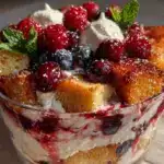 red white blue berry trifle - featured image