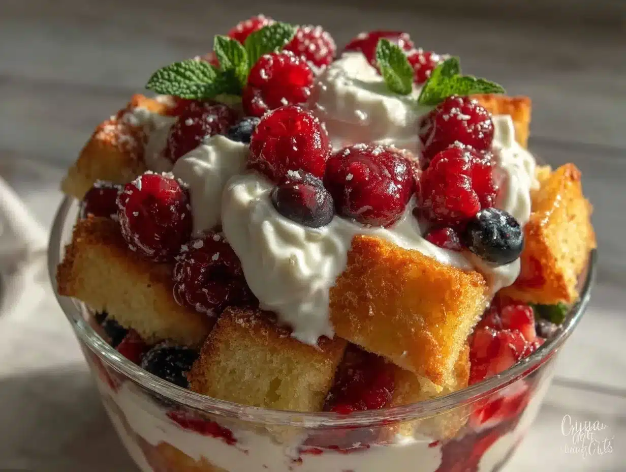 red white blue berry trifle preparation steps