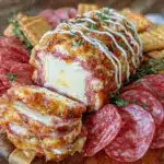smoked cream cheese football charcuterie board - featured image