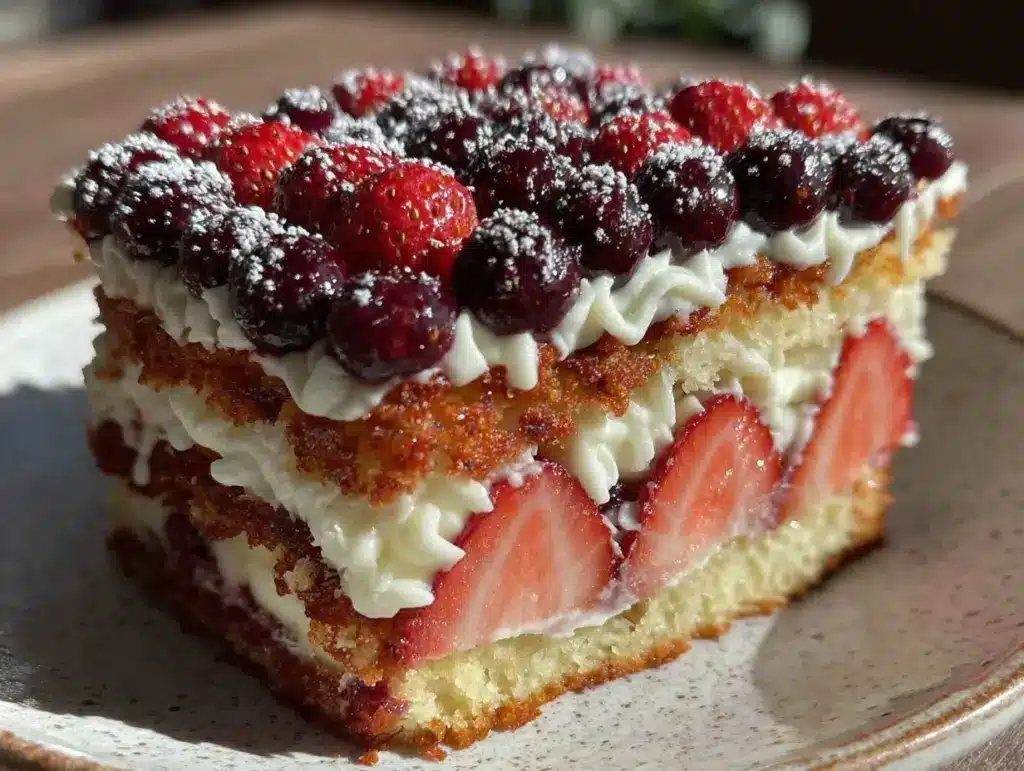 star-spangled blueberry cream cheese flag cake - featured image
