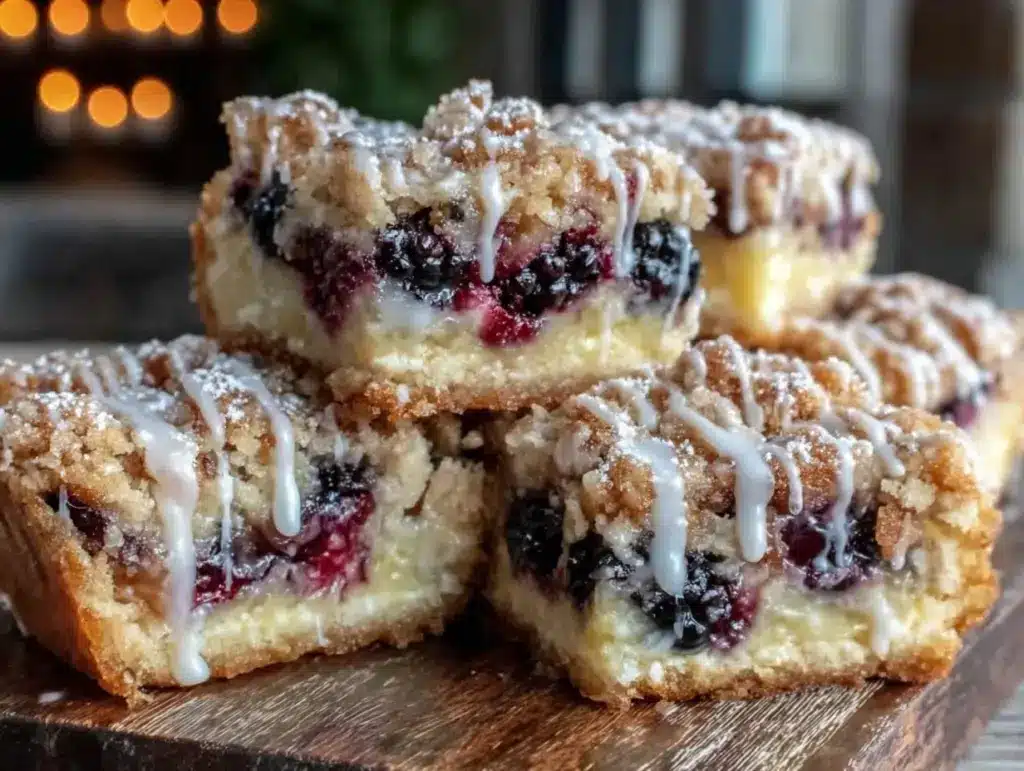 triple berry crumble bars - featured image