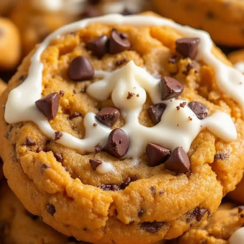chocolate chip pumpkin cookies with cream cheese icing - featured image