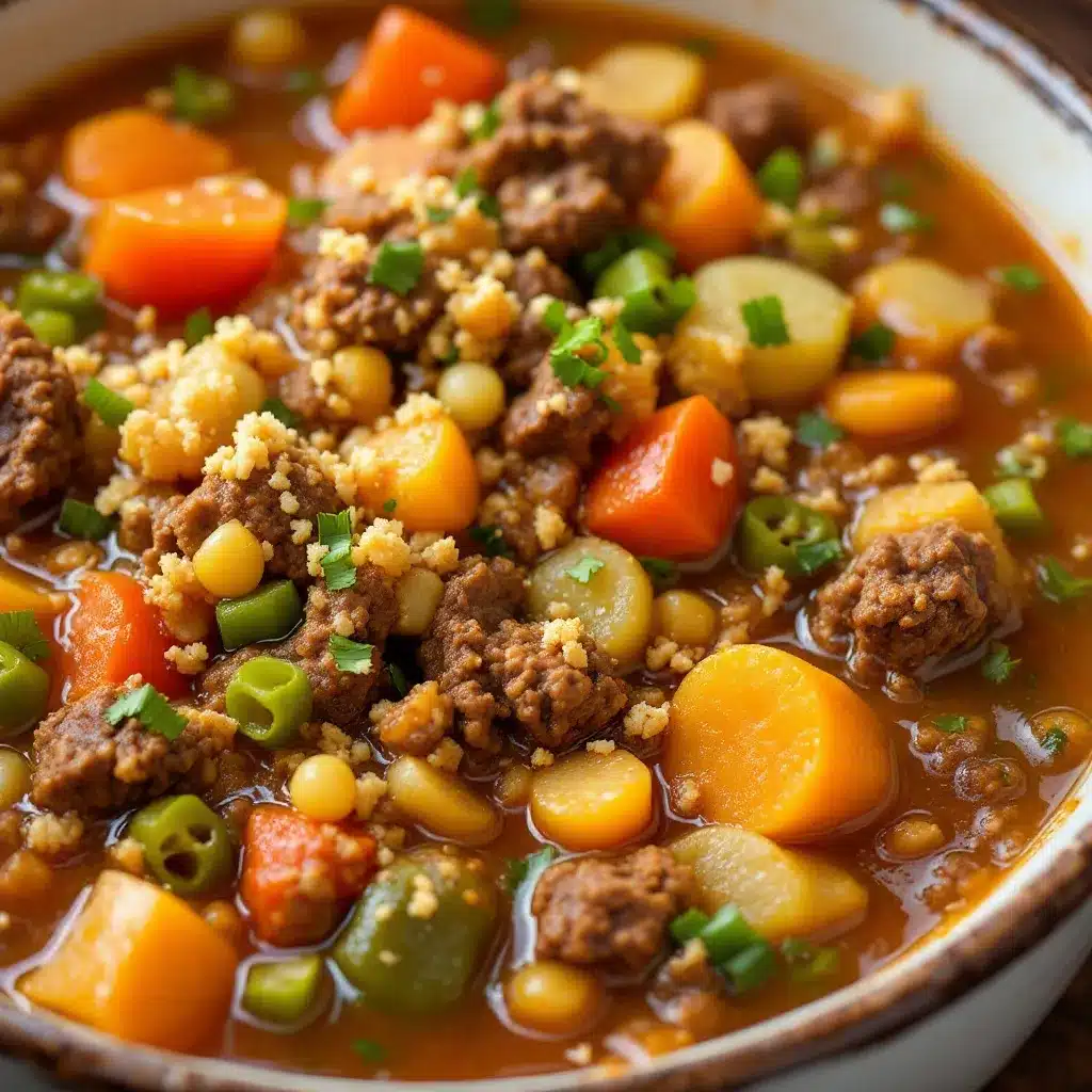 cozy slow cooker ground beef and vegetable soup preparation steps