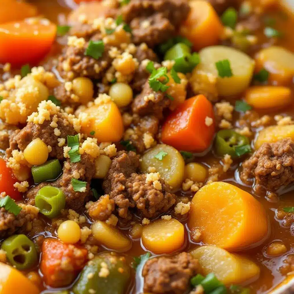 cozy slow cooker ground beef and vegetable soup - featured image