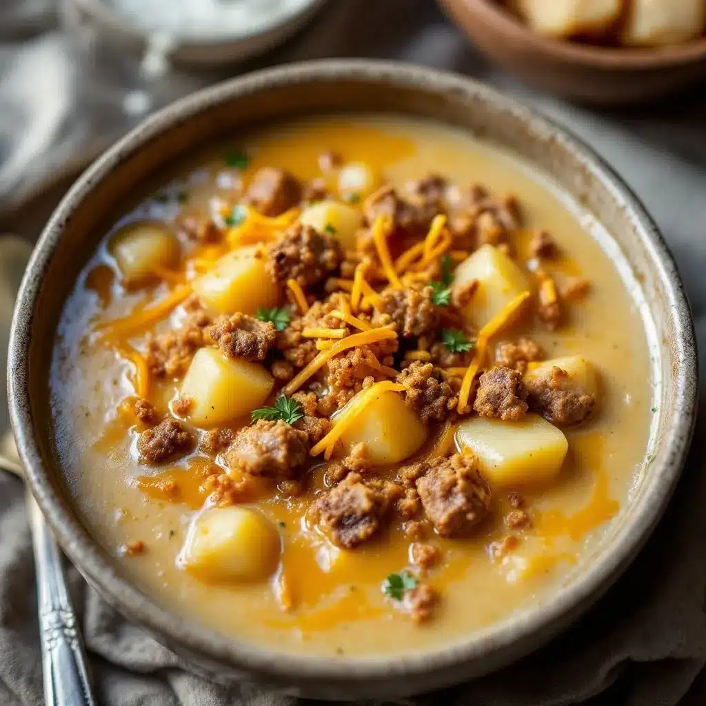 easy cheeseburger potato soup preparation steps