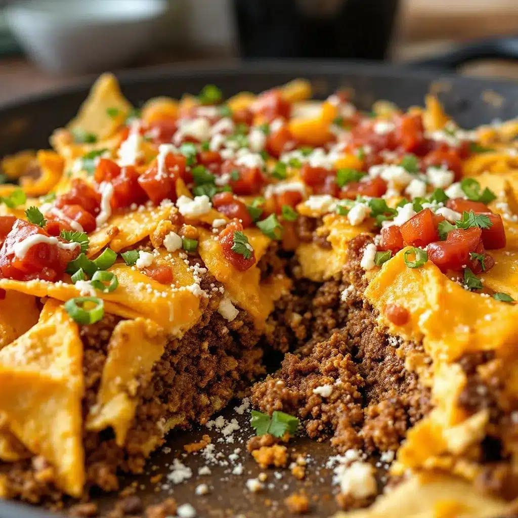 loaded nacho bar with ground beef preparation steps