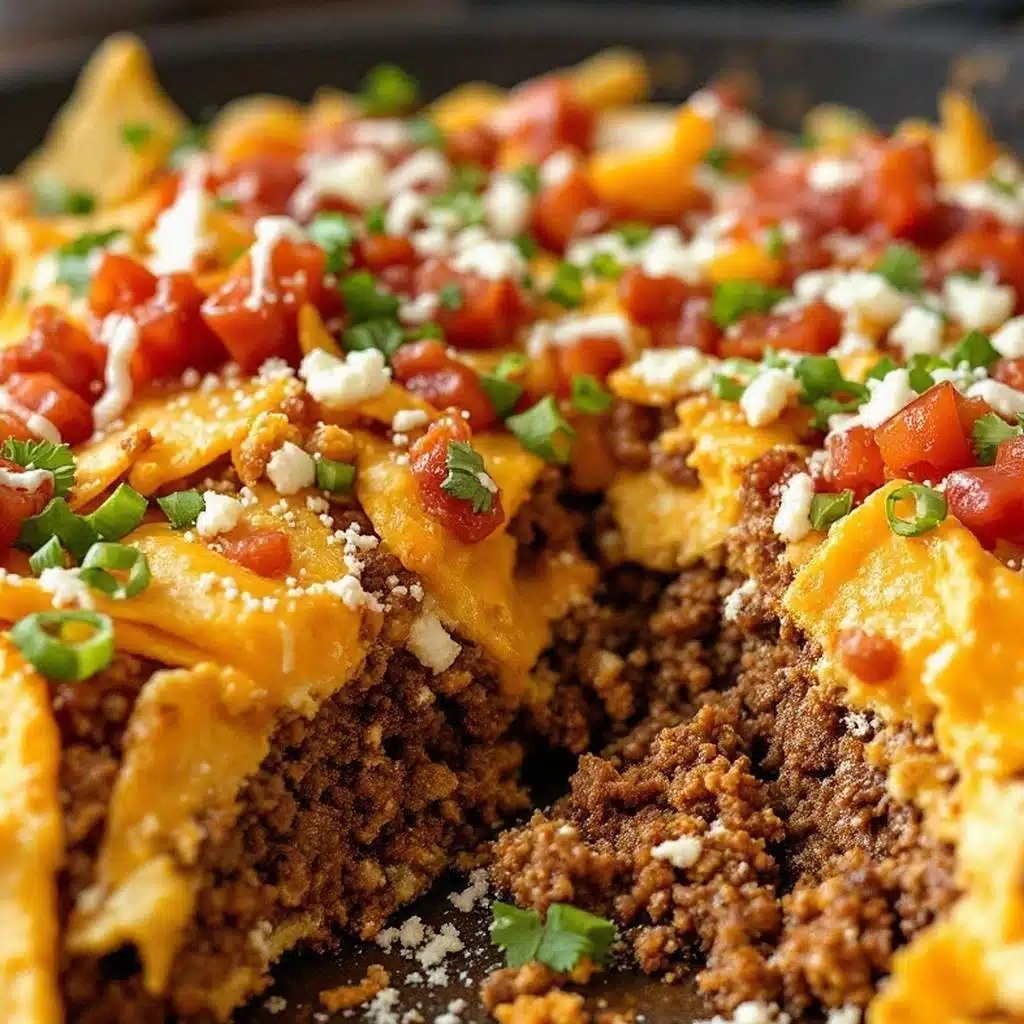 loaded nacho bar with ground beef - featured image