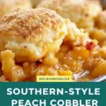 peach cobbler with buttermilk biscuits - featured image