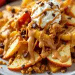 peanut butter apple nachos - featured image