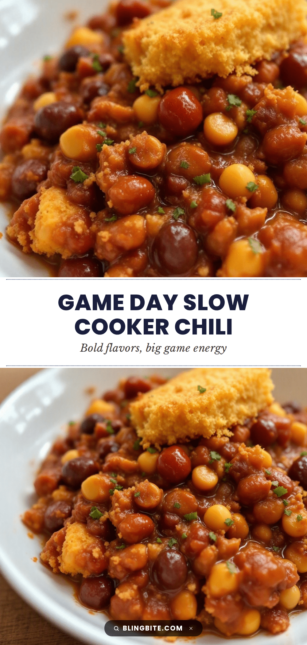 slow cooker football sunday chili with cornbread recipe