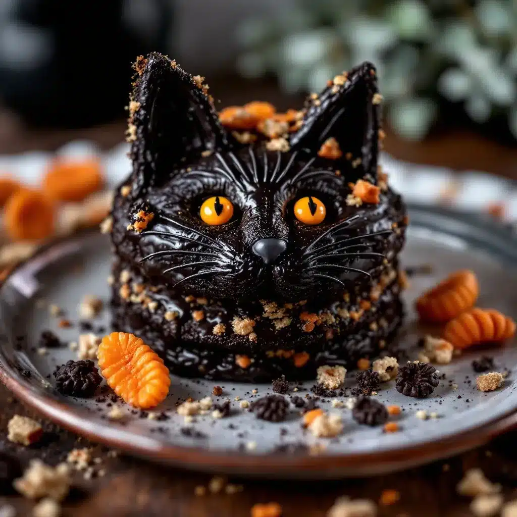 spooky easy black cat Halloween cookie cake preparation steps