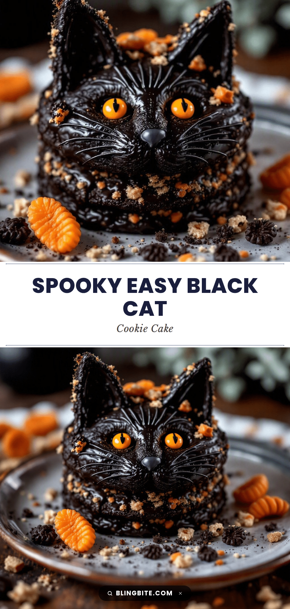 spooky easy black cat Halloween cookie cake recipe