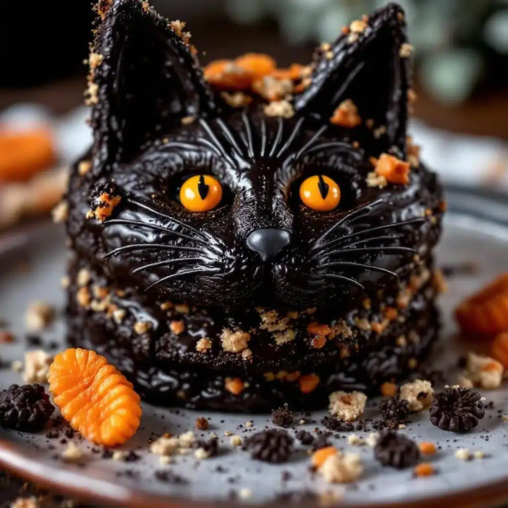 spooky easy black cat Halloween cookie cake - featured image