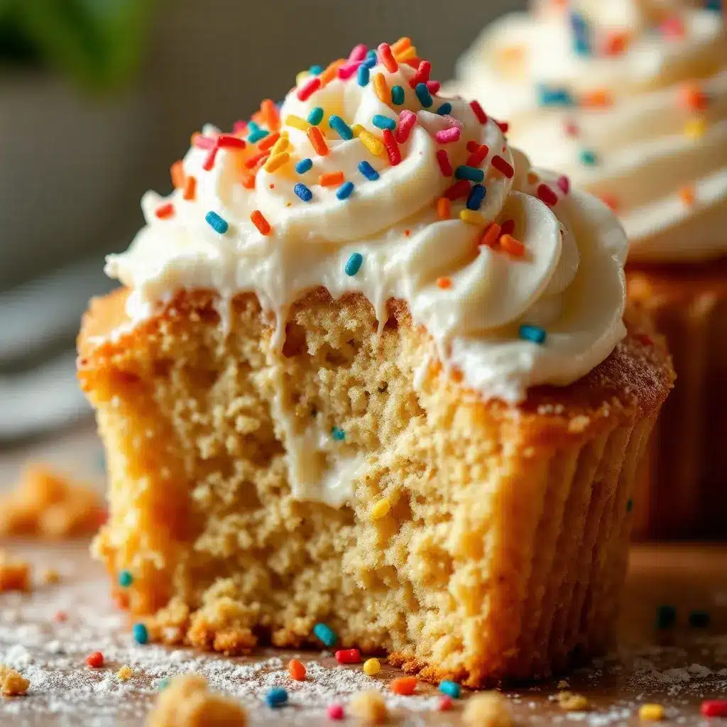 birthday cake cupcakes with sprinkle buttercream preparation steps