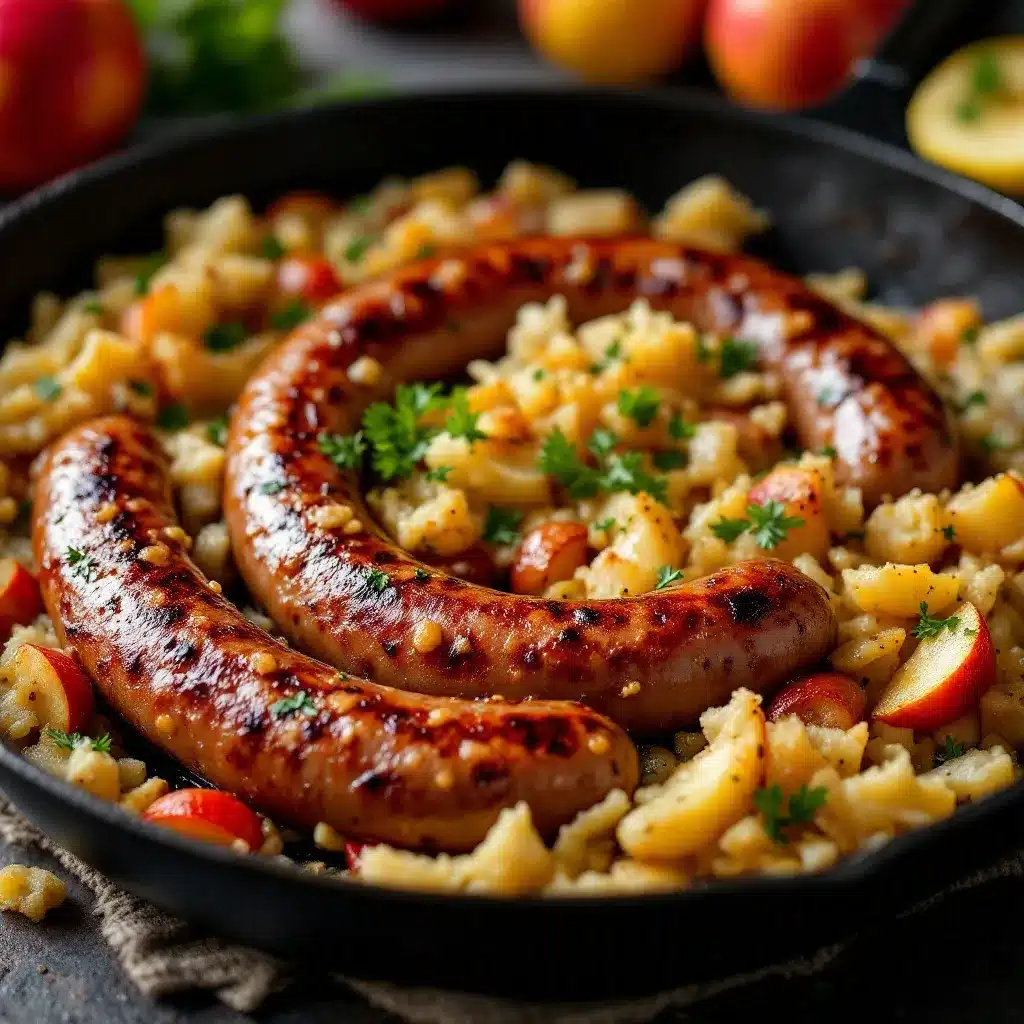 Classic German Bratwurst Skillet preparation steps