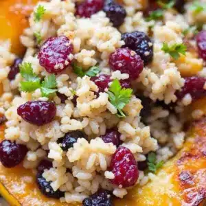 cozy stuffed acorn squash with wild rice - featured image