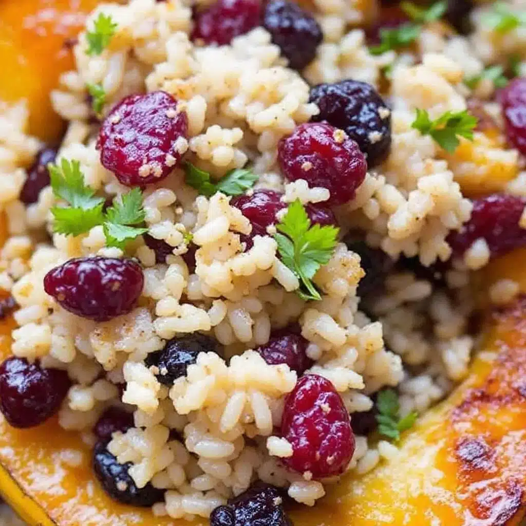 cozy stuffed acorn squash with wild rice - featured image