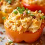 creamy buffalo chicken stuffed mini peppers - featured image