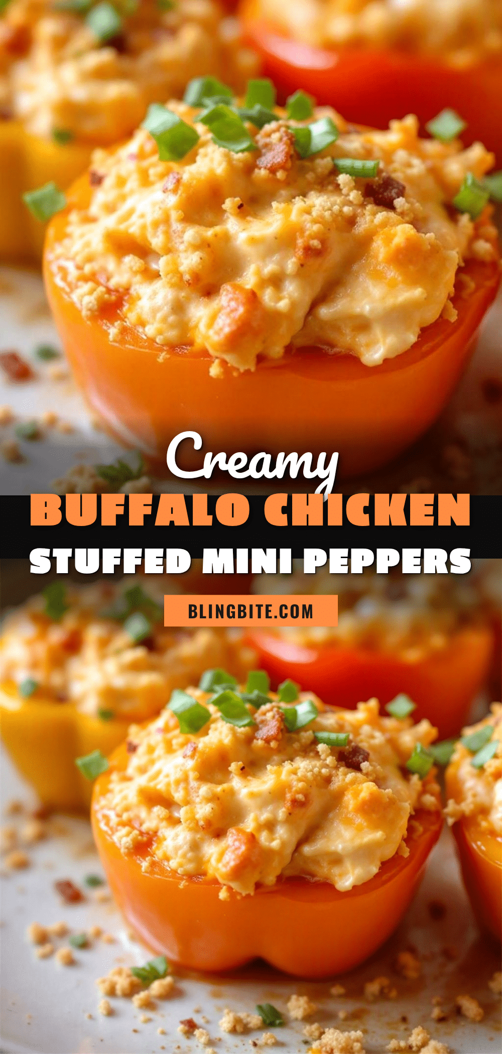 creamy buffalo chicken stuffed mini peppers recipe