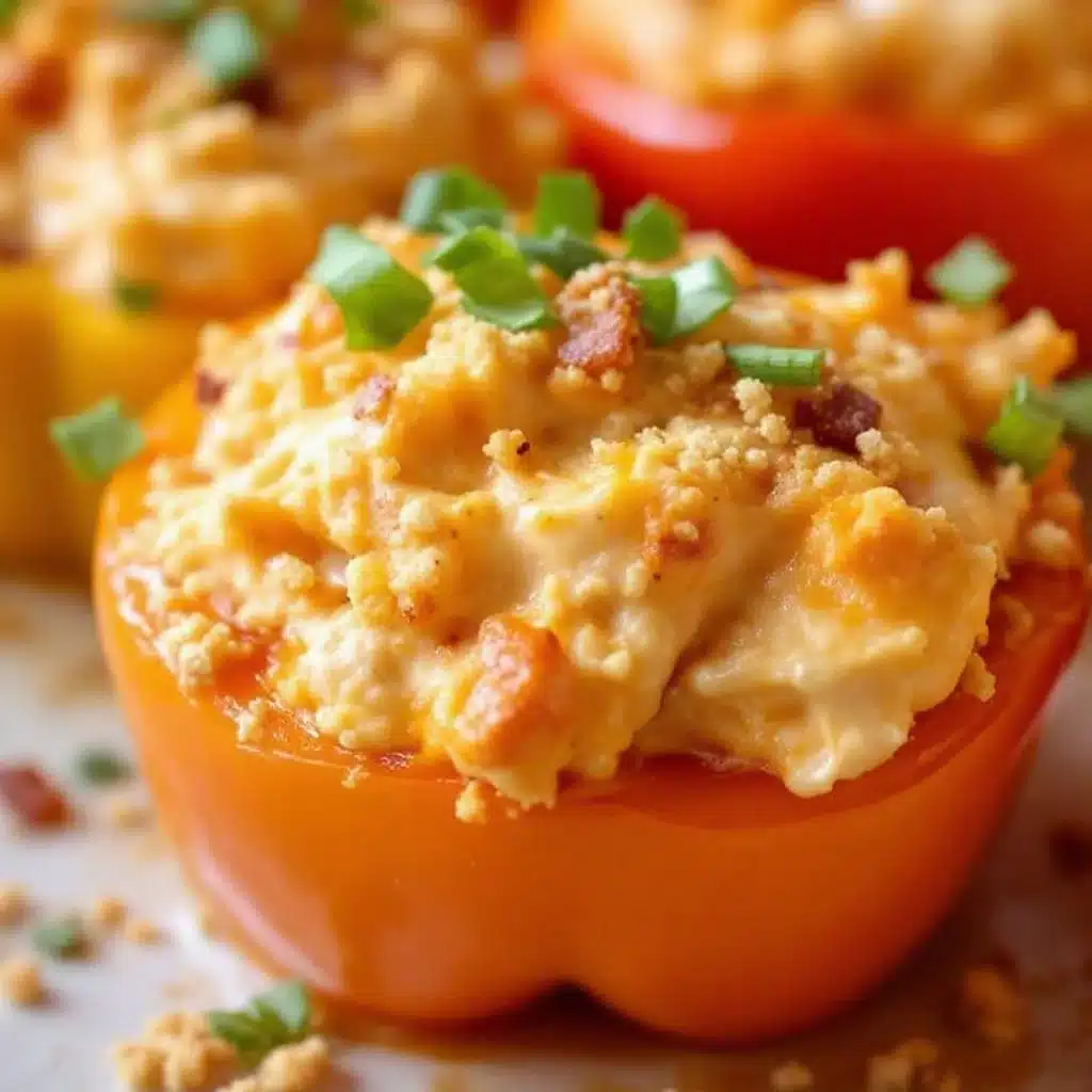 creamy buffalo chicken stuffed mini peppers - featured image