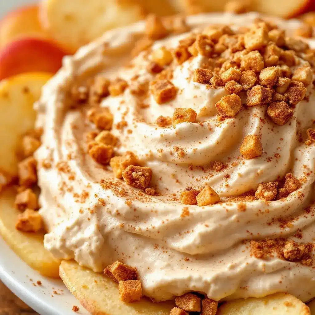 creamy cinnamon apple dip with toffee bits preparation steps