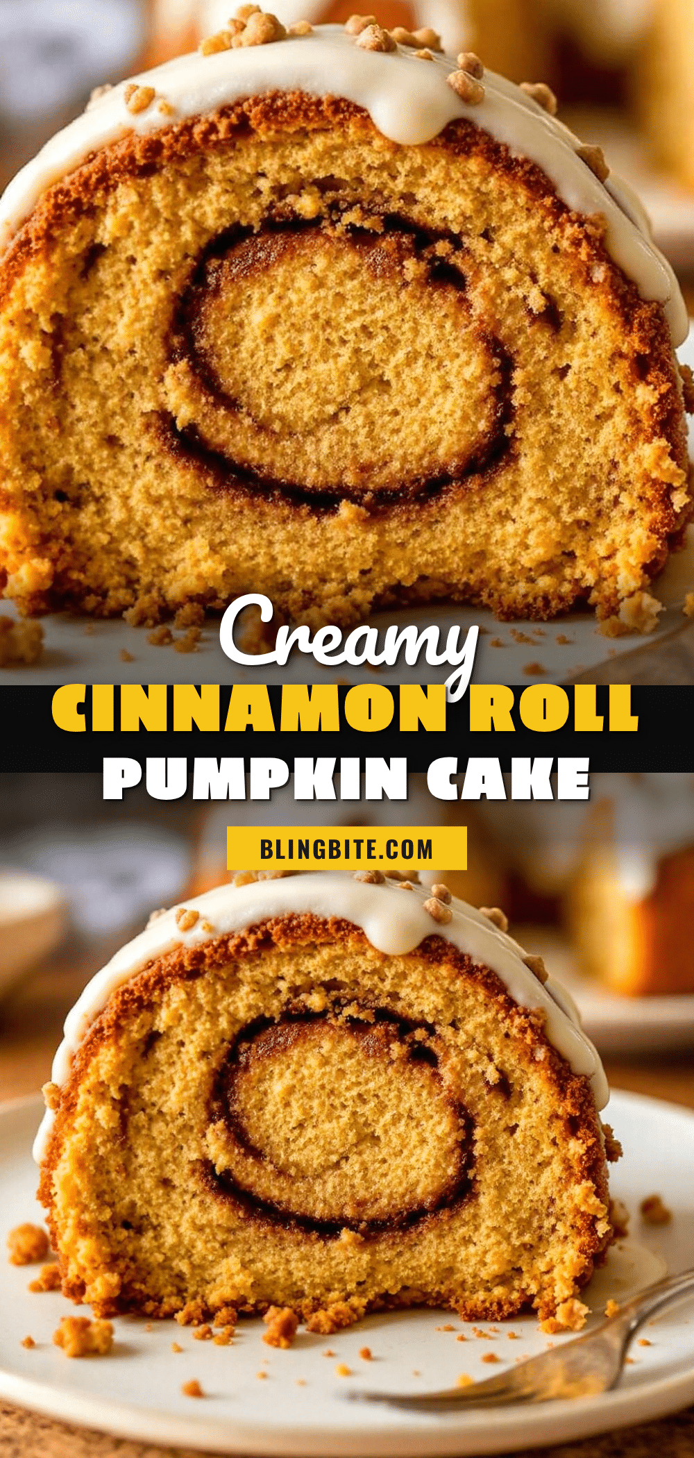 creamy cinnamon roll pumpkin cake with cream cheese icing recipe