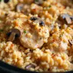 creamy crockpot chicken and rice - featured image