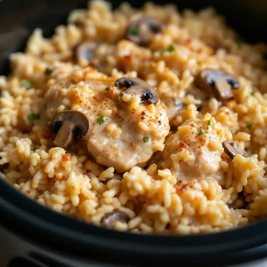 creamy crockpot chicken and rice preparation steps