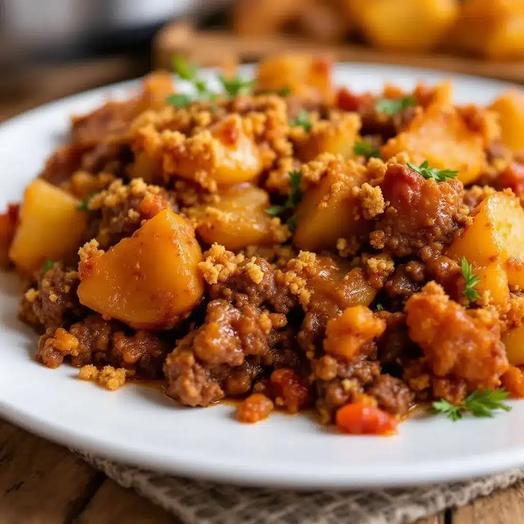 creamy crockpot ground beef potato casserole preparation steps