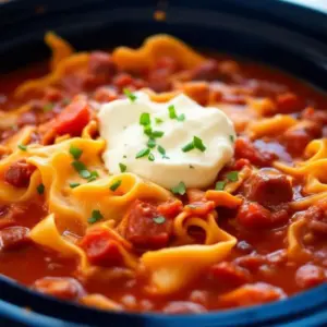 creamy crockpot lasagna soup - featured image